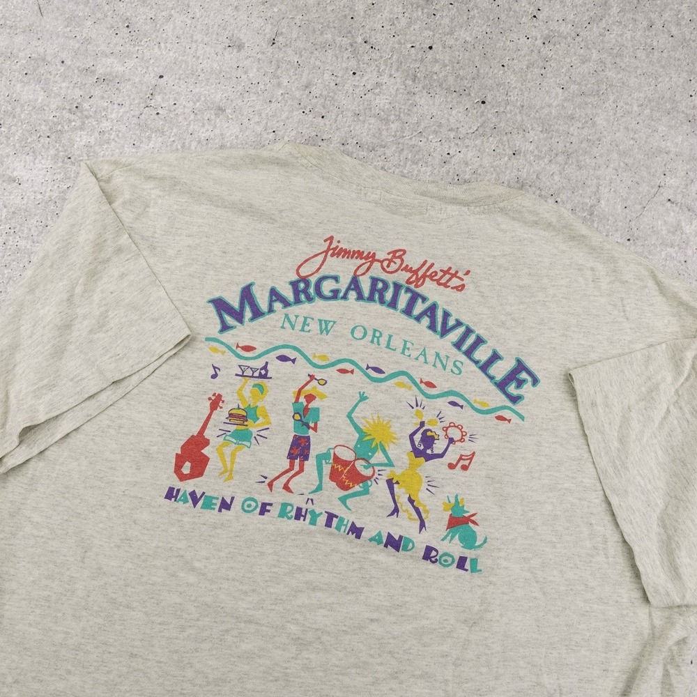 Vintage 90s Buffets Margaritaville New Orleans T-Shirt Men XL Gray Single Stitch